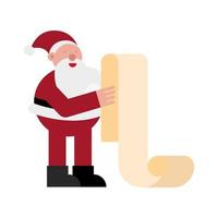 navidad santa claus leyendo lista de regalos vector