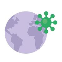 covid19 virus particle with earth planet flat style vector