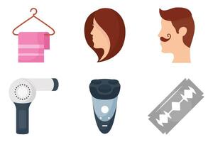 bundle of barber shop set icons vector