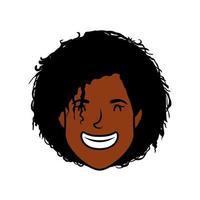 afro young woman head avatar character vector