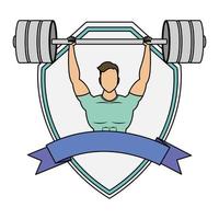 young man athlete weight lifting vector