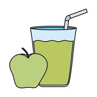 apple fresh fruit with juice glass vector