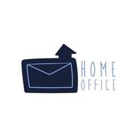 home office lettering campaign with envelope flat style vector