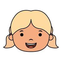 cute little blond girl head character vector