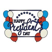 president day lettering with balloons helium vector