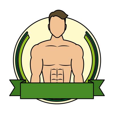 young man athlete without shirt in frame