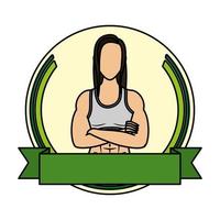 young woman athlete character in frame vector