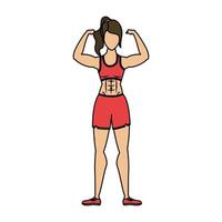 young strong woman athlete character healthy lifestyle vector