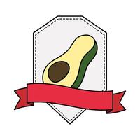 avocado fresh vegetable with ribbon frame vector