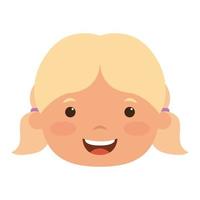 cute little blond girl head character vector