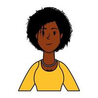 personaje de avatar de mujer joven afro vector