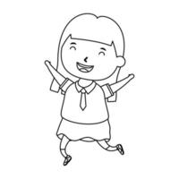 cute little student girl character vector