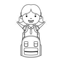 cute little student girl with schoolbag character vector