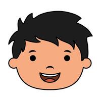 cute little boy head comic character vector