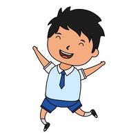 cute little student boy character vector