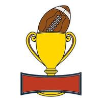 american football sport balloon with trophy cup vector