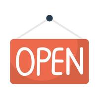 store open label hanging icon vector