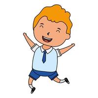 cute little blond student boy character vector