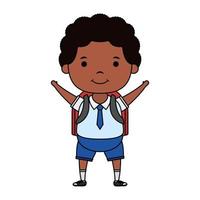 cute afro student boy character vector