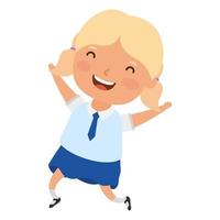 cute little student blond girl character vector