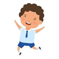 cute little student boy character vector