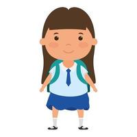 cute little student girl character vector