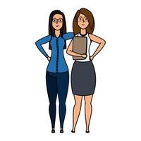 cute young businesswomen avatars characters vector