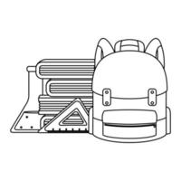 schoolbag with books and supplies vector