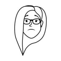 cute young woman head with eyeglasses character vector