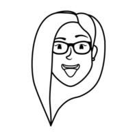 cute young woman head with eyeglasses character vector