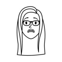 cute young woman head with eyeglasses character vector