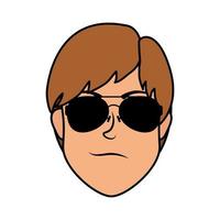 young man head with sunglasses character vector