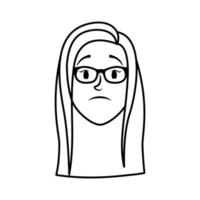 cute young woman head with eyeglasses character vector