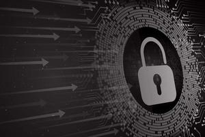 Closed Padlock on digital background, cyber security vector