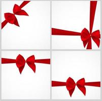 Gift Card with Ribbon and Bow Set. Vector illustration