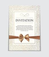 Vintage Wedding Invitation with Bow and Ribbon Template Vector Illutsration