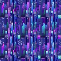 Seamless pattern of evening cityscape with glowing windows vector