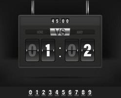 Vintage style flipping scoreboard. Score of the soccer game and numbers set vector