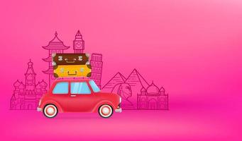 Travelling by car. Horizontal banner with copy space vector