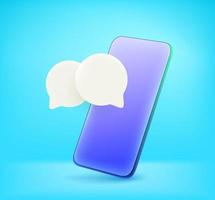 Two speech balloons in modern smartphone. Chat via application vector concep