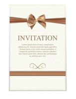 Vintage Wedding Invitation with Bow and Ribbon Template Vector Illutsration