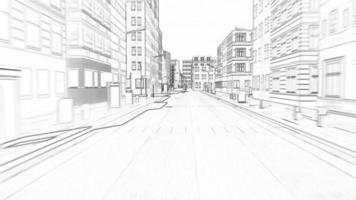 disegno di una piccola città concetto di un edificio 4k video