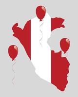 Peru Flag, Map, Red Balloons vector