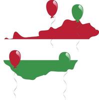 Unique Map and Flag of Hungary vector