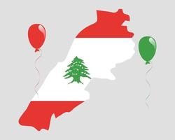 Green, White and Red Map of Lebanon vector