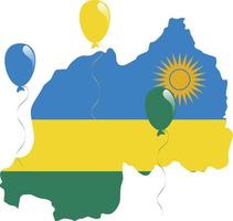 Bandera y mapa de vectores de Ruanda