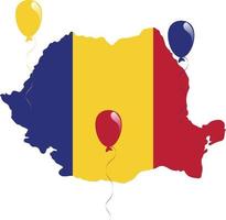 Romania Map, Balloons and Flag on White Background vector