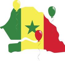 Senegal Map and Green, Yellow and Red Colored Flag vector