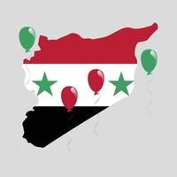 Mapa y bandera de Siria sobre fondo gris vector