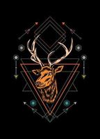 Deer head with sacred geometry pattern on black background vector